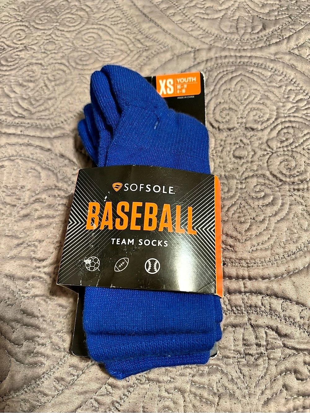 SofSole Baseball Team Socks Blue Boys XS NWT